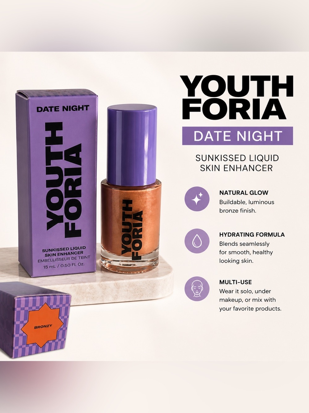NIB! YouthForia Date Night Sunkissed Liquid Skin Enhancer - Bronzy 15mL
